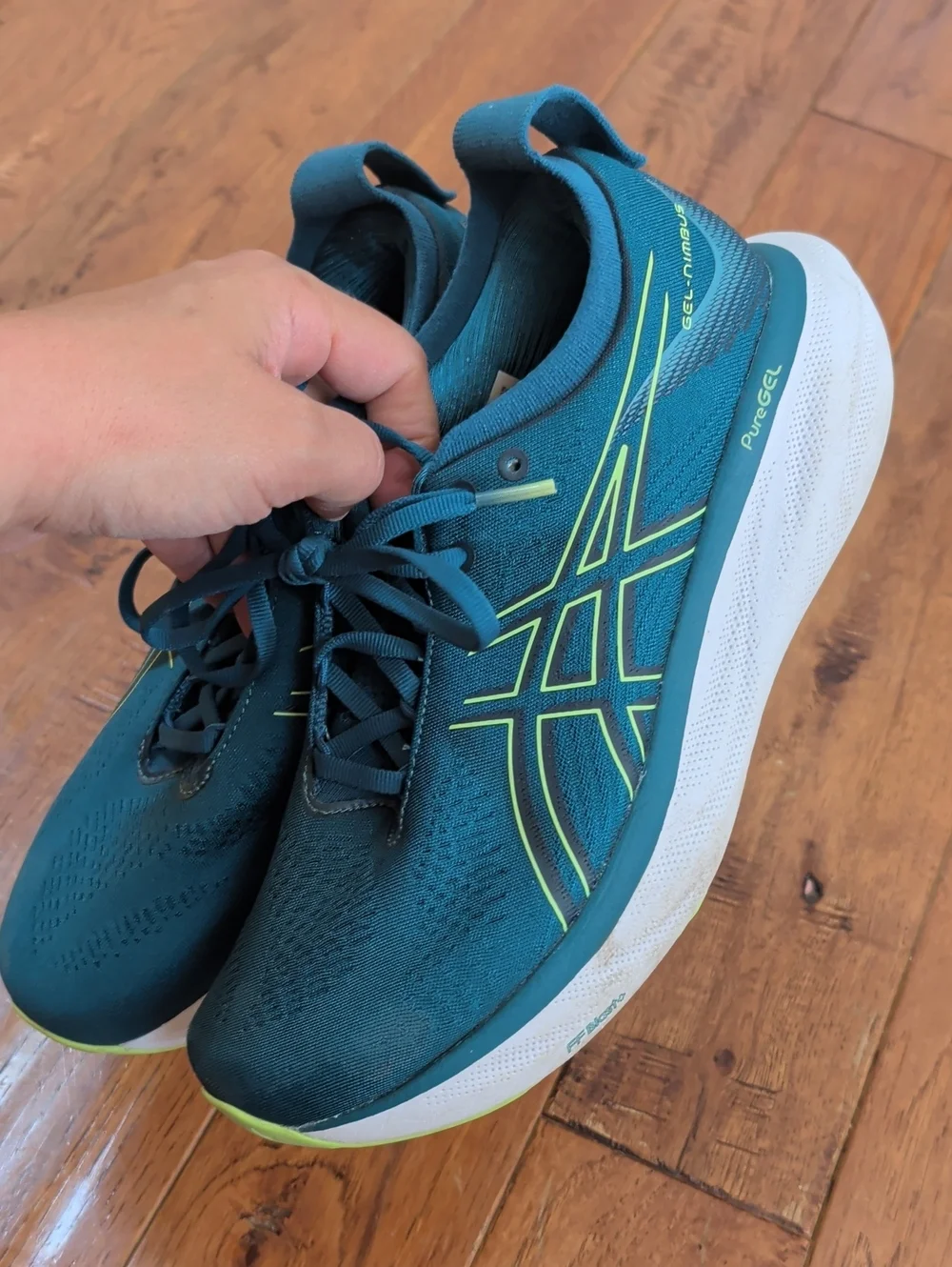 Asics Gel Nimbus 25 Ink Teal Lime Running Shoes